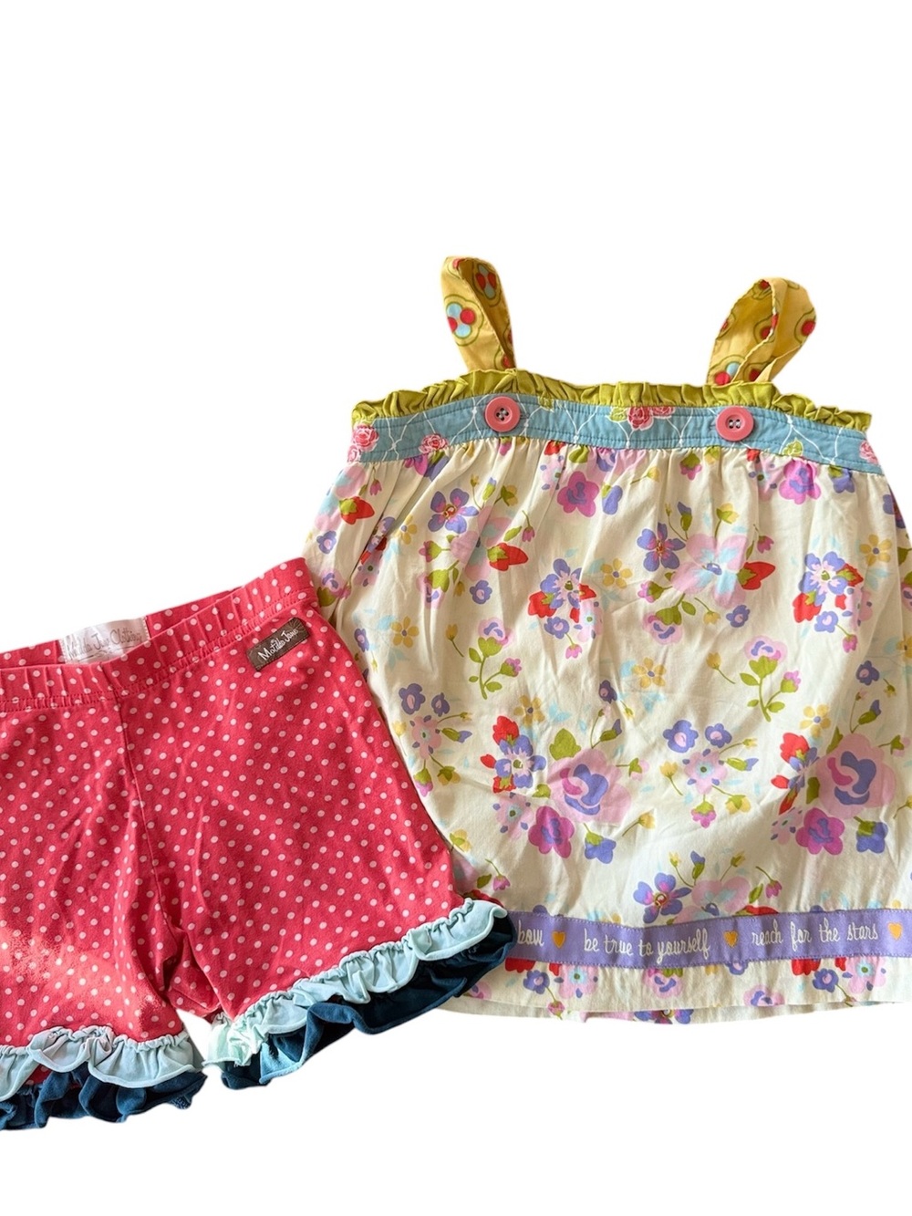 Matilda Jane Free To Be Me Top and Shorties set Girl’s Size 6 Floral Polka Dot